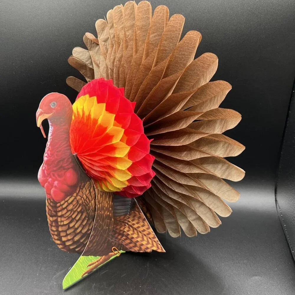 Vintage Honeycomb Turkey Centerpiece Thanksgiving Decor Festive Holiday Display